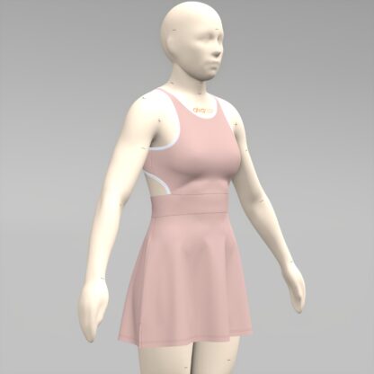 Womens Panel Tennis Dress Slit Detail front view on a 3D avatar