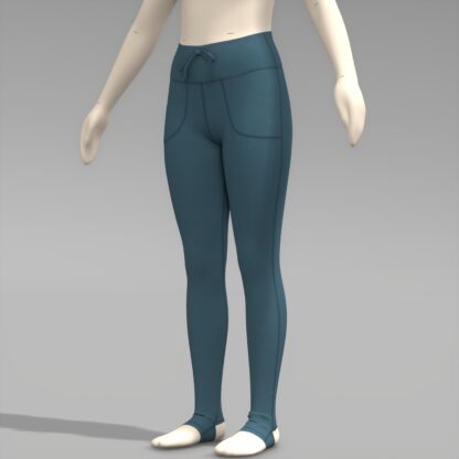 Womens Pocketed Stirrup Leggings front on 3D avatar