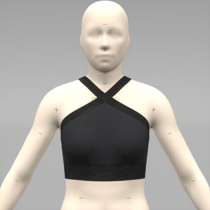 Womens Double Cross Halter Bralette front on a 3D avatar