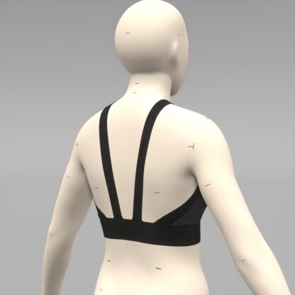 Womens Double Cross Halter Bralette back on a 3D avatar