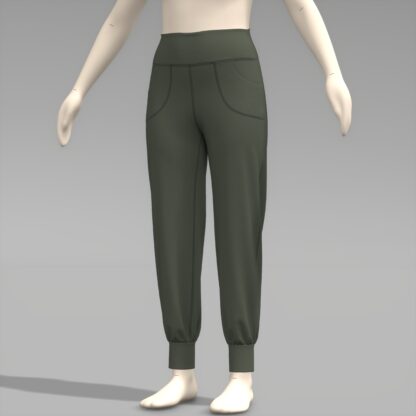Womens Slim Fit Pocketed Jogger front on a 3D avatar