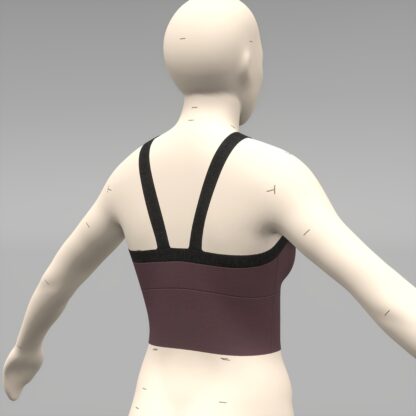 Womens Double Cross Halter Top back on a 3D avatar