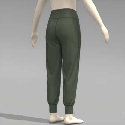 Womens Slim Fit Pocketed Jogger back on a 3D avatar