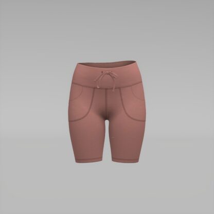Womens Pocketed Bike Short with Ties front view