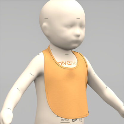 Baby Bib with Velcro Closure on 3D avatar