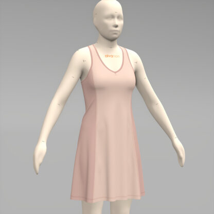 Womens V-neck Racer back Active Dress on a 3D avatar front view