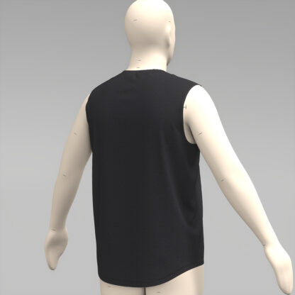 Mens Sleeveless Muscle Scoop Hem Tee back on 3D avatar