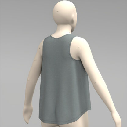 Womens Sleeveless Flow Tank top back on a 3D avatar