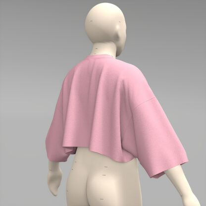 Womens Cropped Kimono Sleeve Sweatshirt back on a 3d avatar