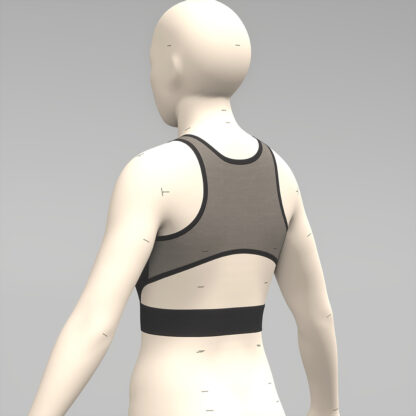 Women's Mesh Slash Band Workout Top back on a 3D avatar