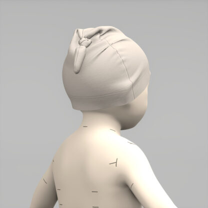 Infant Cap with Knot back on a 3D avatar