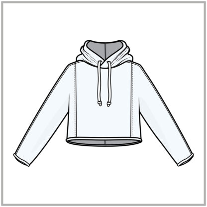 Womens Cropped Panel Hoodie front Designed cad flat white
