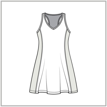 Womens V-neck Racerback Active Dress front cad design flat no color