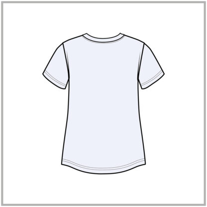 Womens Short sleeve High Neck Crew Tee with Curved Hem back cad flat white