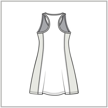 Womens V-neck Racerback Active Dress back cad design flat no color