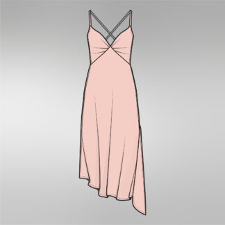 Women's Asymmetric Slip Dress front cad flat