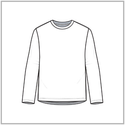 Mens LS Crewneck Scoop Hem Tee